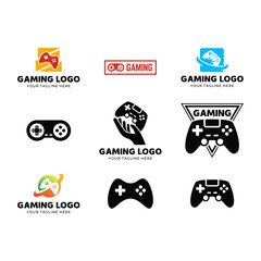 Set of Game console and video games stick logo design template logo.