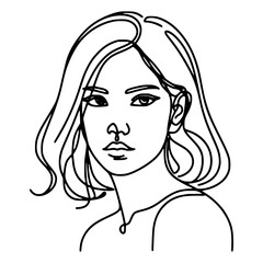 Beautiful Woman  one-line art drawing vector