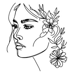 Beautiful Woman  one-line art drawing vector