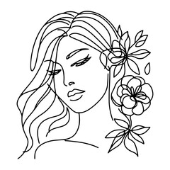Beautiful Woman  one-line art drawing vector