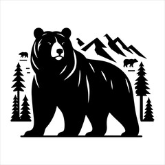 Bear silhouette vector. Vector illustration logo bear silhouette. various bear silhouettes on the white background