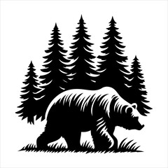 Bear silhouette vector. Vector illustration logo bear silhouette. various bear silhouettes on the white background