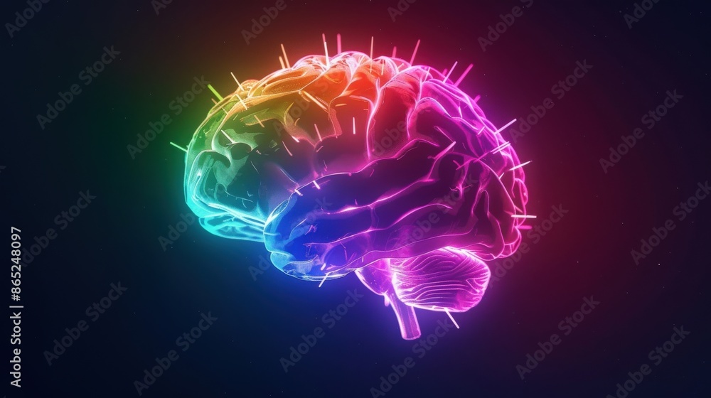 Poster a colorful brain with a red spot on the left side