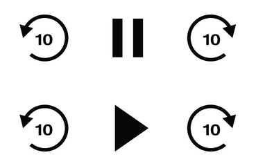 Play and pause button video player ui design with 10 sec increase or decrease