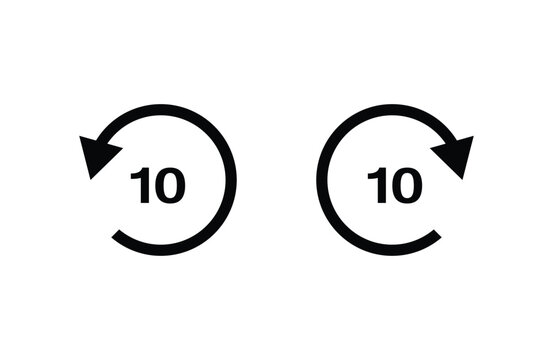 10 sec back or forward media player icons
