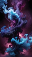 Swirling purple and black smoke or mist, with ethereal, abstract shapes and patterns
