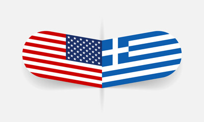Obraz premium Greece and USA flags. American and Greek flag, national symbol design. Vector illustration.