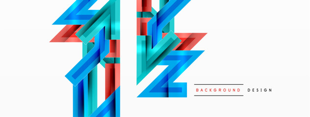 Line zig zag dynamic geometric abstract background. Colorful lines with shadow and light effects, various routes concept. Vector Illustration For Wallpaper, Banner, Background, Card