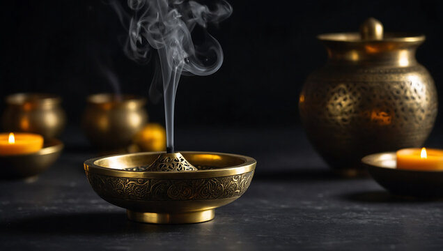 Incense burner made of antique brass pattern