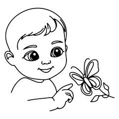 Baby one-line art drawing vector