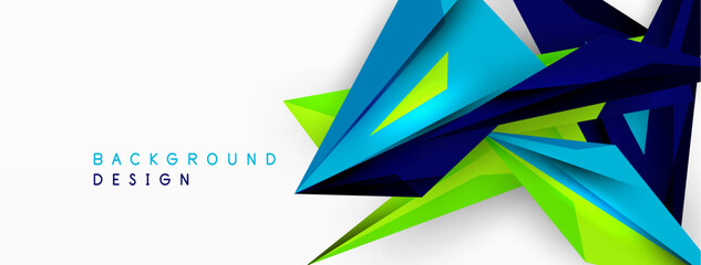Minimal geometric abstract background. Low poly dynamic triangle design. Trendy techno business template for wallpaper, banner, background or landing