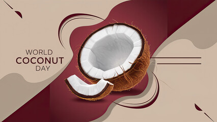coconut day, Whole Coconut with Text | world coconut day, with this festive design, world coconut day Poster, Banner, coconut day Poster, Happy world coconut day, Social Media Poster, 
