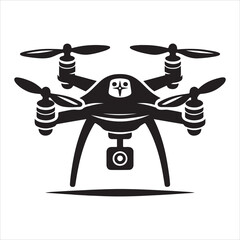 Drone silhouette vector. Flying drone icon silhouette vector illustration. Military drone silhouettes can be used as icons, symbols, and signs. Drone camera silhouette vector illustration 
