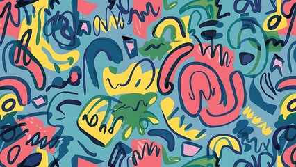 Fun line doodle seamless pattern. Creative abstract style background Wallpaper