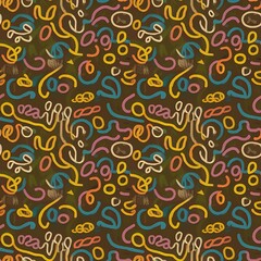 Fun line doodle seamless pattern. Creative abstract style background Wallpaper