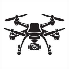 Drone silhouette vector. Flying drone icon silhouette vector illustration. Military drone silhouettes can be used as icons, symbols, and signs. Drone camera silhouette vector illustration 
