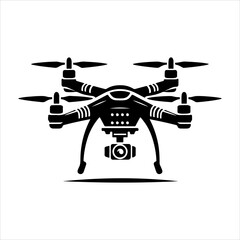 Drone silhouette vector. Flying drone icon silhouette vector illustration. Military drone silhouettes can be used as icons, symbols, and signs. Drone camera silhouette vector illustration 
