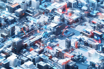 isometric city view, miniature