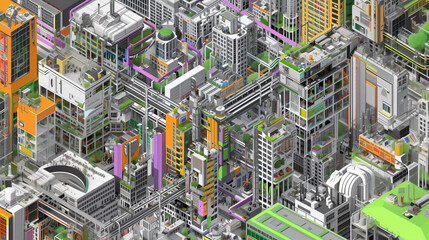 isometric city view, miniature