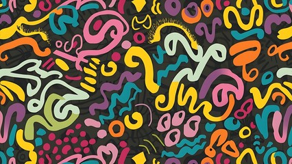 Fun line doodle seamless pattern. Creative abstract style background Wallpaper