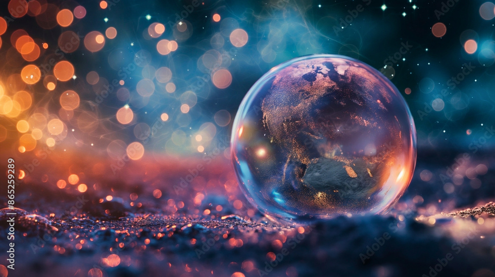 Sticker universe contained within a single sphere.