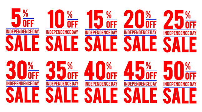 4th of July Independence Day sale discount banner design transparent background, PNG Vector illustration with special offer, Fourth of July USA national holiday.