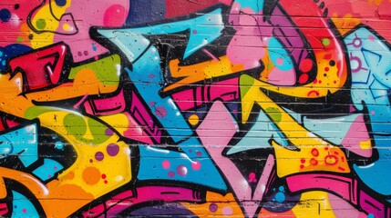 Obraz premium A vibrant graffiti wall with bold colors and artistic designs