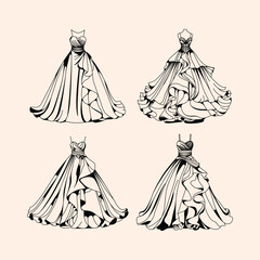 A very elegant black and white women's dress suitable for use at festive parties