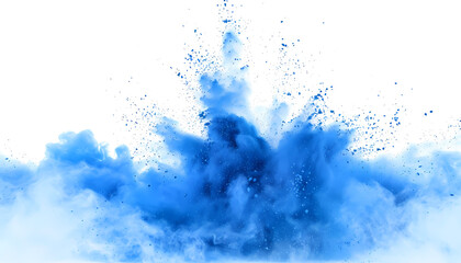 blue smoke powder explotion isolated on transparent background