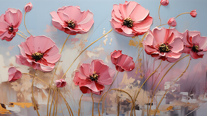 Ranunculus - Impasto Floral, Thick Paint, Flowers, Colorful Painting, Brush Strokes, Textured, 3D, Flora