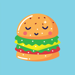 cute and funny burger vector sticker design