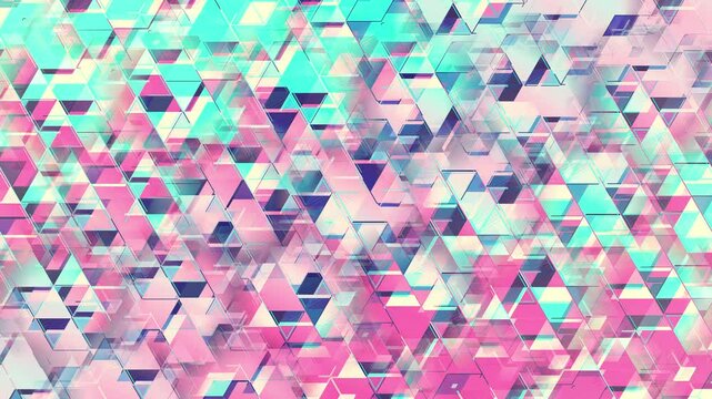 Colorful Gradient Dynamic Triangles. Multicolored Abstract Geometric Trigonal Shapes. Looped video.