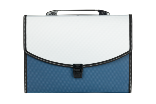 Blue Briefcase isolated on white background with clipping path.