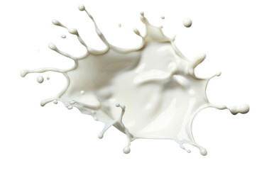 A milk splash is from a top view, isolated on a transparent background.