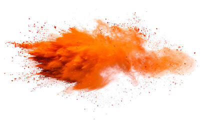 orange smoke powder explotion isolated on transparent background