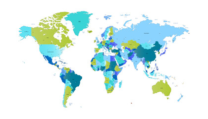 World map. Modern color vector map. Silhouette map	