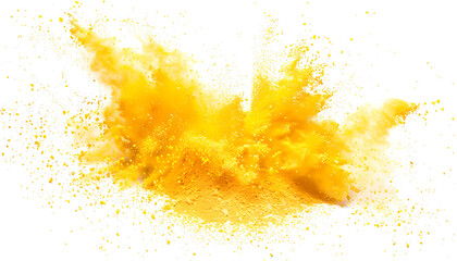yellow smoke powder explotion isolated on transparent background