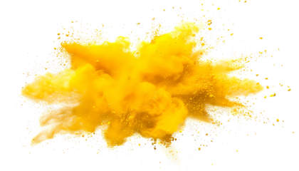 yellow smoke powder explotion isolated on transparent background
