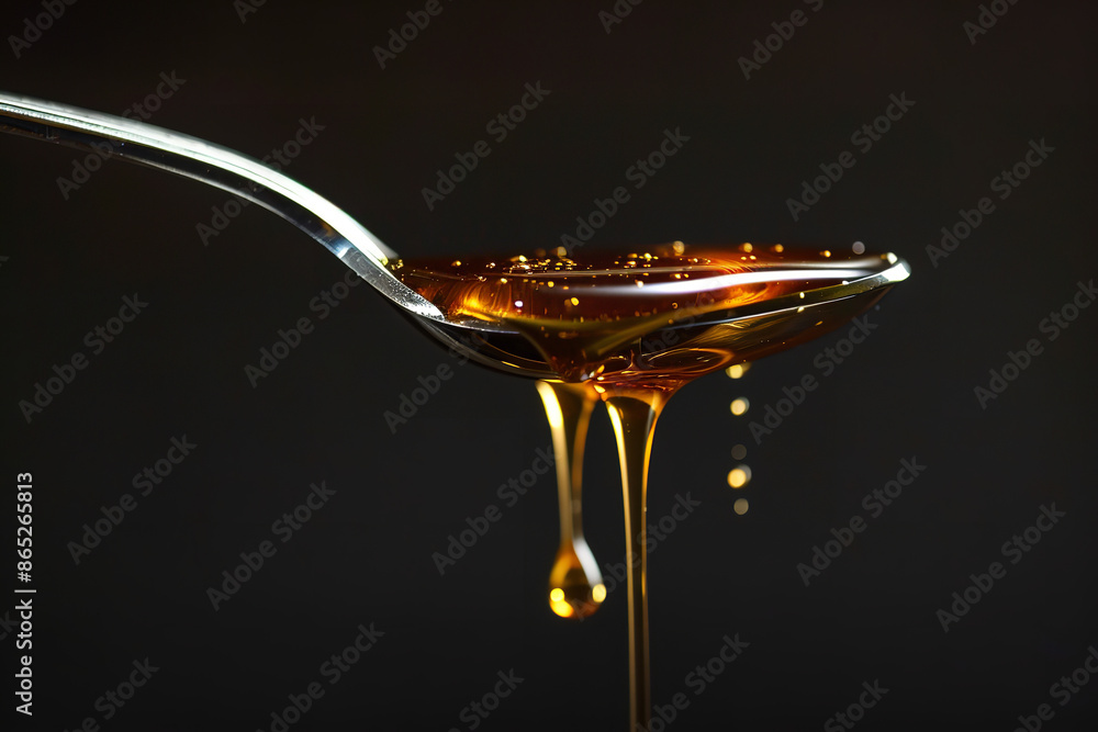 Sticker Molasses Dripping from Spoon - Rich Golden Hue