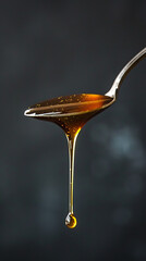 Molasses Dripping from Spoon - Rich Golden Hue