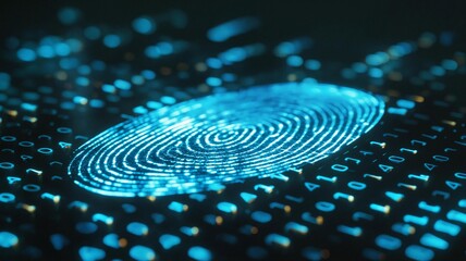 Fingerprint biometric identification system scanning for secure identification, integrated with a global cybersecurity network.