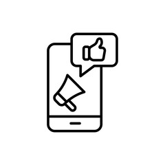 Mobile promotion outline icons, minimalist vector illustration ,simple transparent graphic element .Isolated on white background