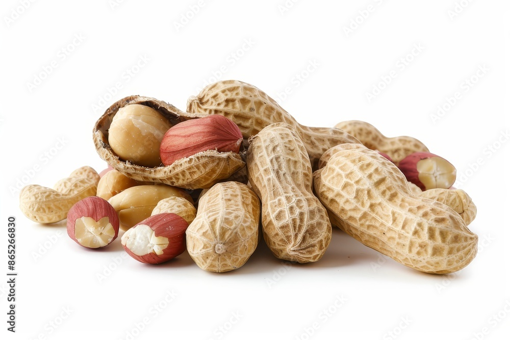 Poster a close-up of a peanut isolated on a transparent png background, showing the different types of nuts
