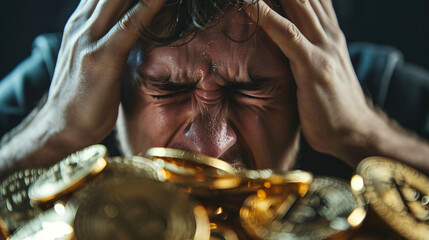 Man Panicking over Bitcoin Crash