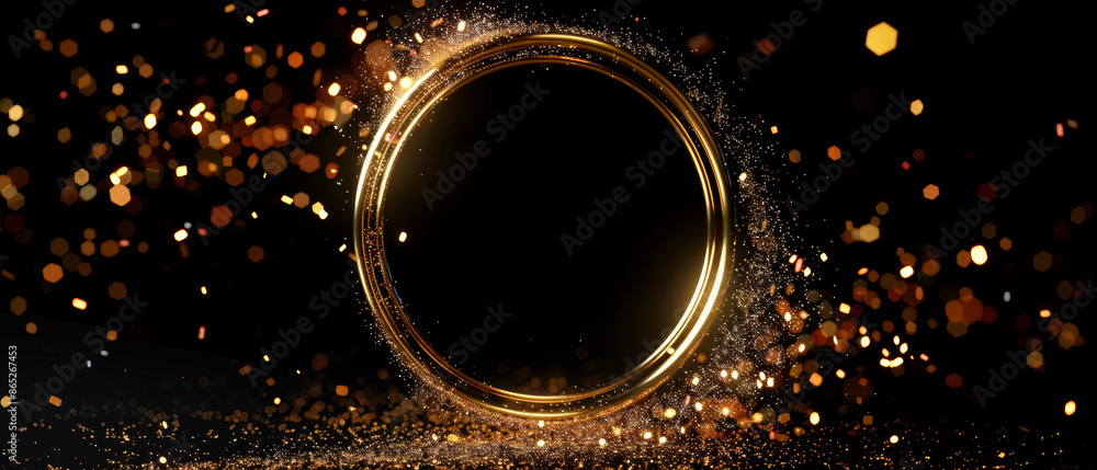 Poster mesmerizing display of sparkly firework confetti on a dramatic black background.