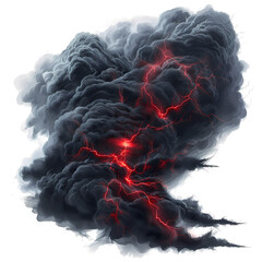 wisps of storm clouds with lightning isolated on transparent background