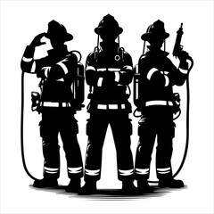 Firefighters pose silhouette vector. Silhouette firefighter full body black color only illustration vector silhouette firefighters pose