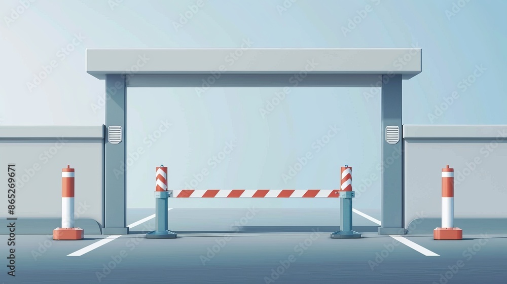 Poster the security system for building entrances and vehicle barriers is an automatic barrier gate.