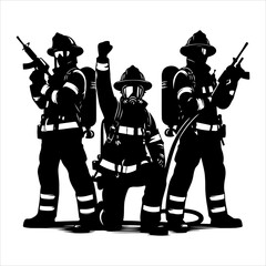 Firefighters pose silhouette vector. Silhouette firefighter full body black color only illustration vector silhouette firefighters pose