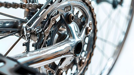 Closeup of a Shiny Bicycle Chain and Sprocket